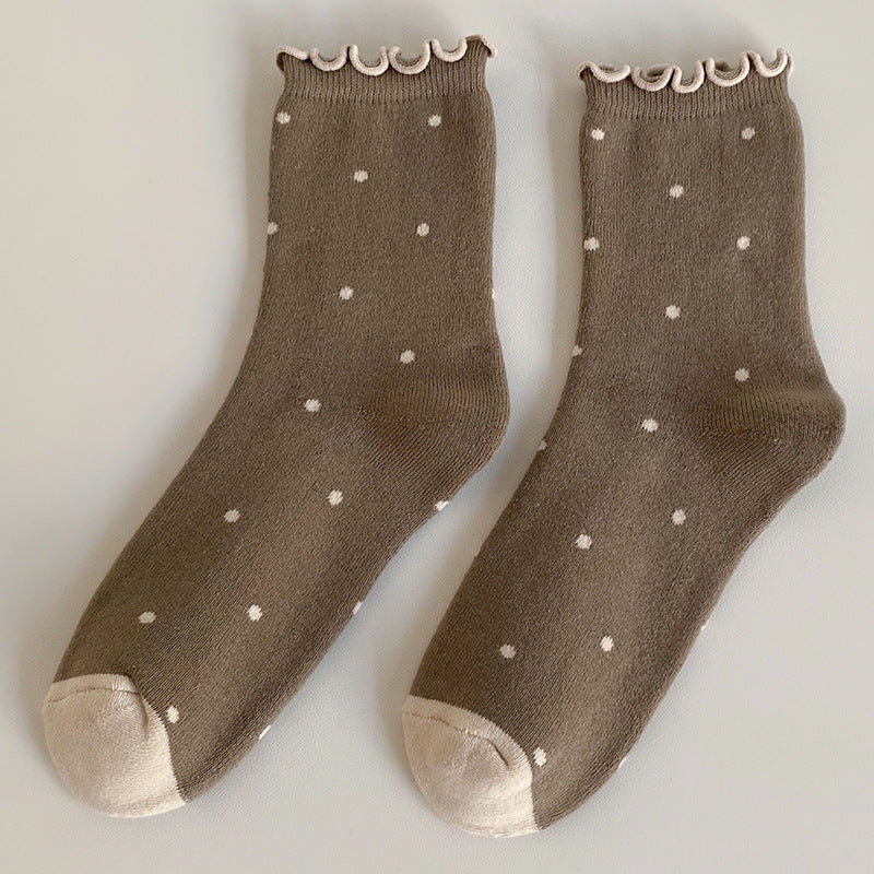 Retro Japanese Cute Polka Dot Thickened Cotton Socks