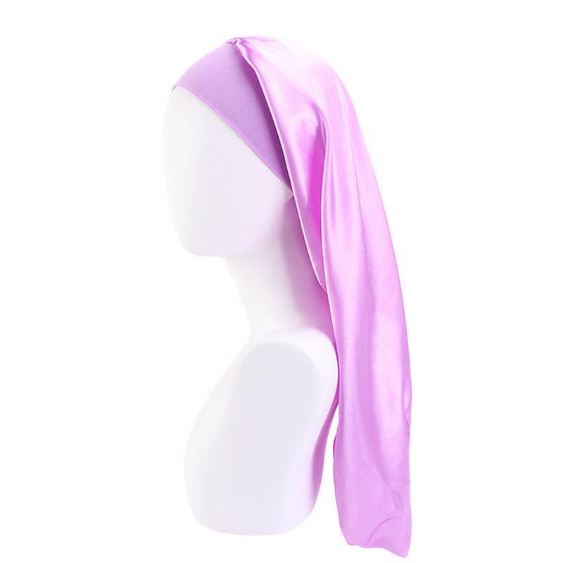 Women's Elastic Wide-brimmed Satin Long Tube Nightcap