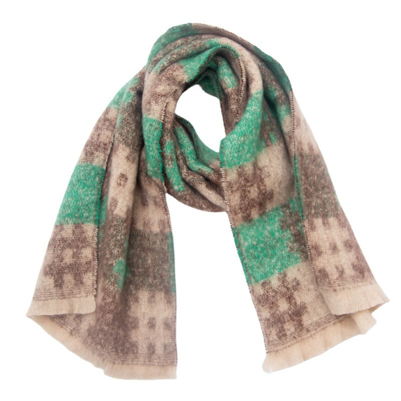 European And American-style Yarn Pattern Jacquard Scarf