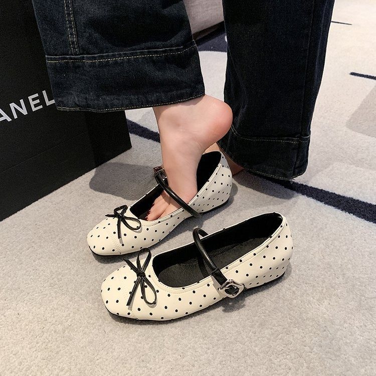 Women's French Style Bow Embellished Shallow Cut Hidden Wedge Heel Single Shoes, 2026 New Collection, Gentle Evening Style Fashion Dress Shoes With One-Strap Buckle