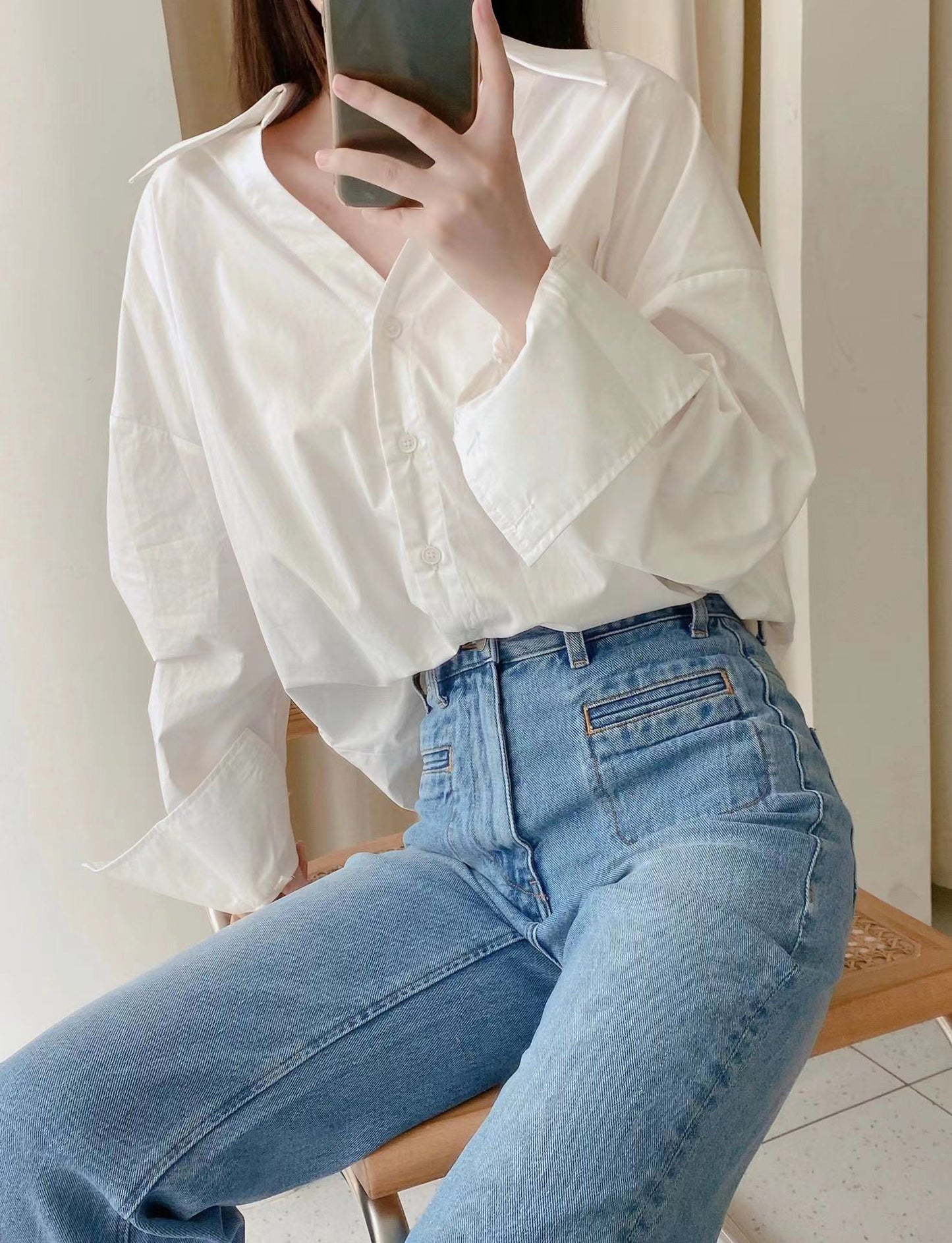 Women's Light Blue Distressed Ninth Micro Flared Jeans