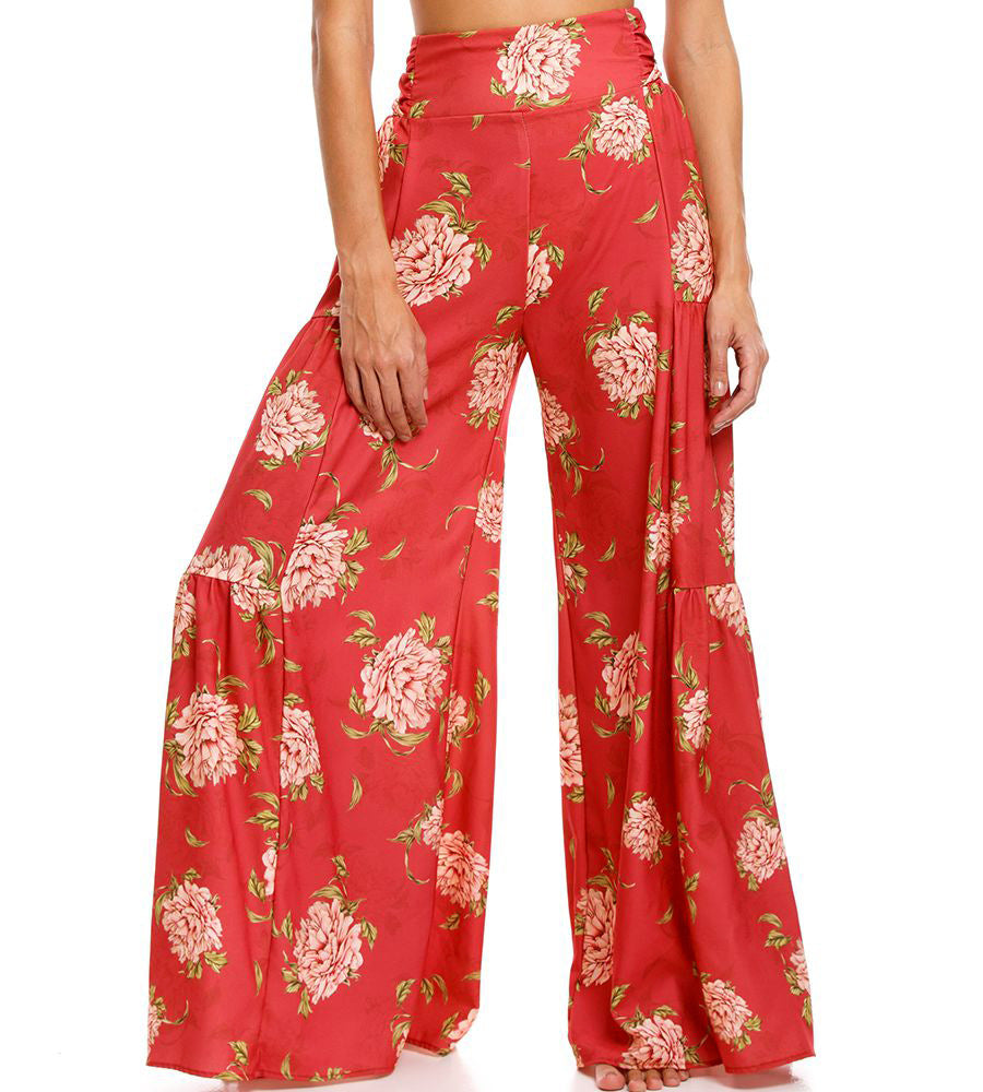 New Digital Printed Women's Loose Casual Pants Beach Wide