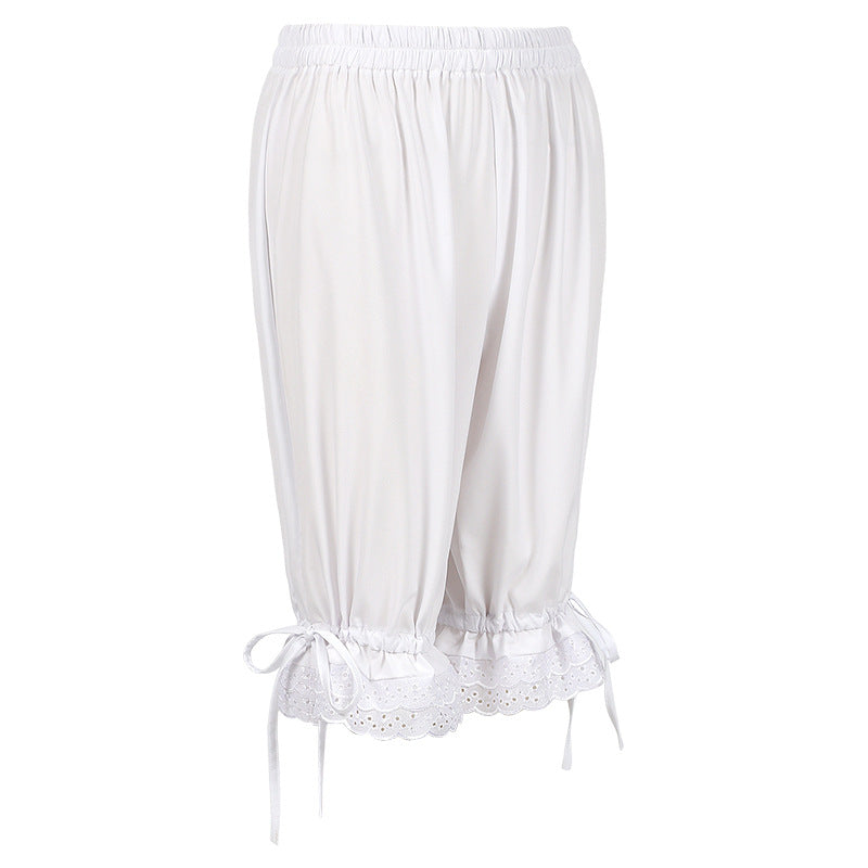 European And American Solid Color Lace Loose Women's Pants Bloomers Lace Shorts Large Size