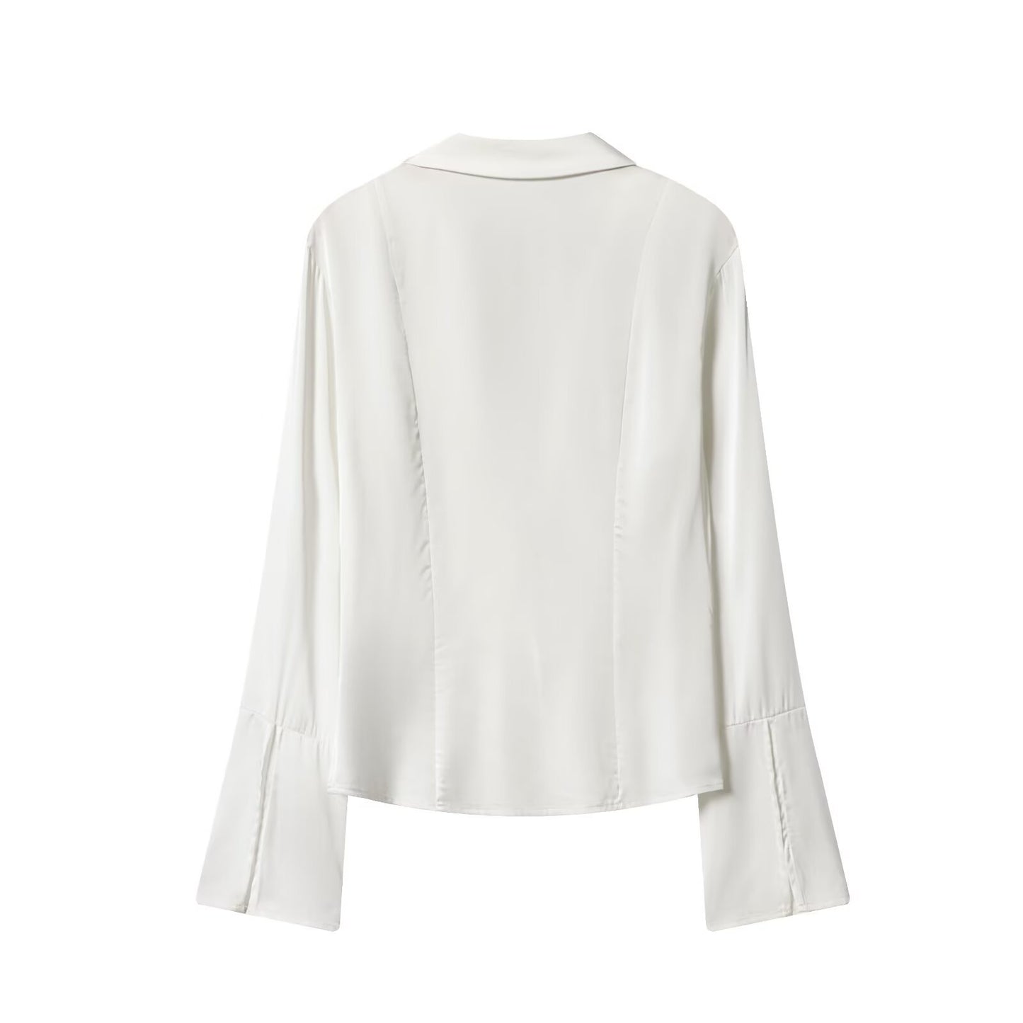 Slimming Satin Strap Slightly Flared Sleeve Shirt