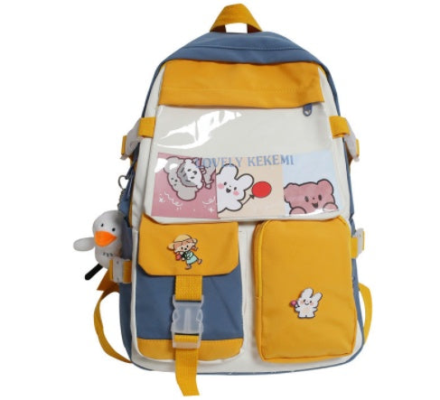 Junior High School Students Hit Color Ins Cute Large-capacity Transparent Backpack