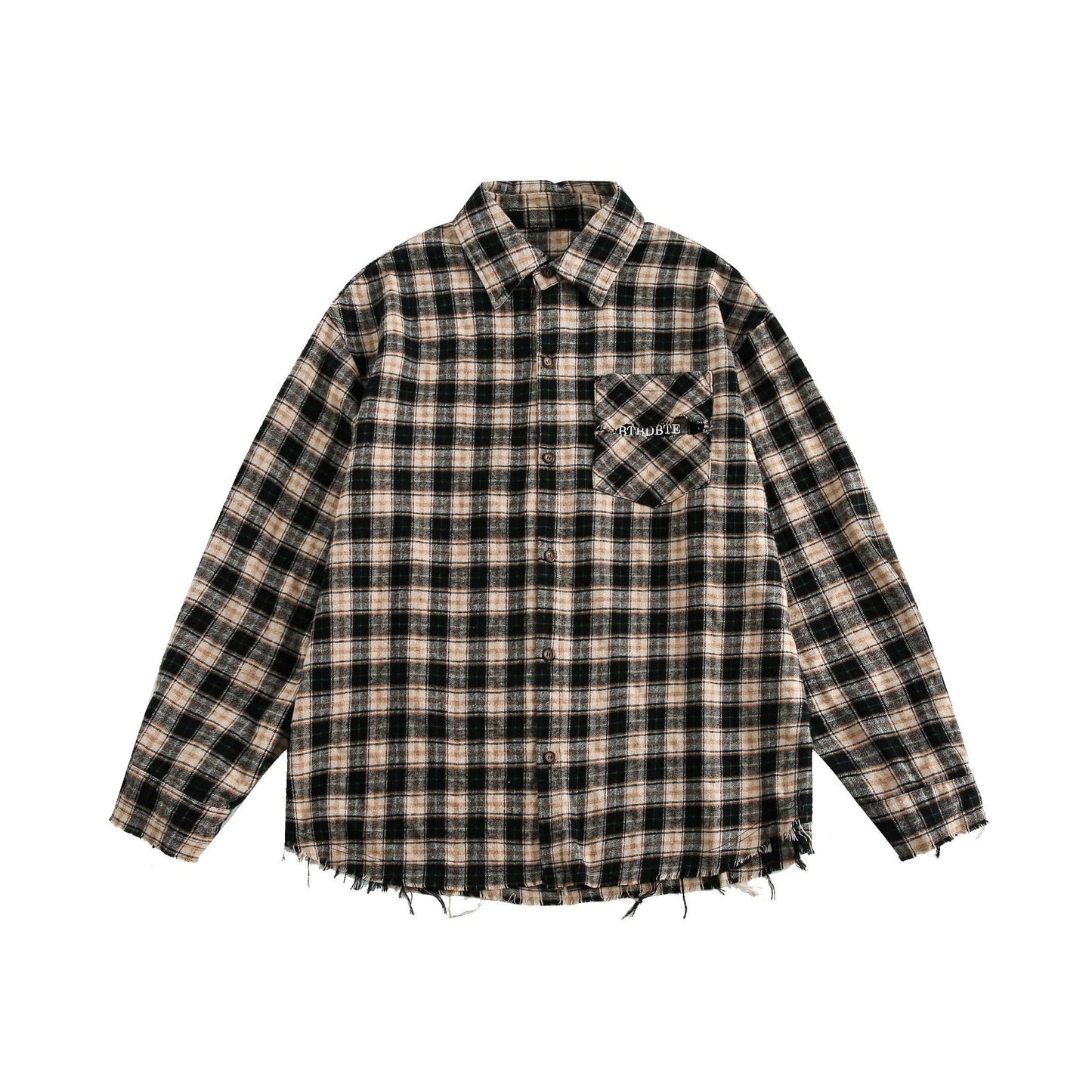 Plaid Shirt Coat Burrs Tassels Men And Women