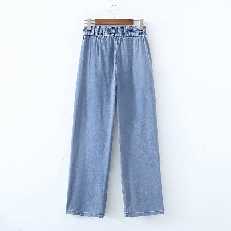 Plump Girls Slimming Loose All-match High Waist Tencel Feet Wide-leg Jeans