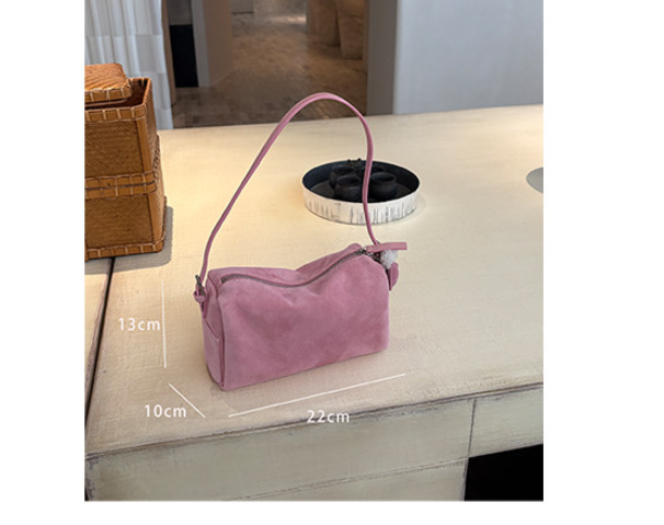 Niche-design Zippered Suede Tote And Shoulder Bag