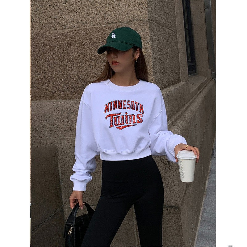 Waist-tied Short Sweater Women's Long-sleeved T-shirt Top