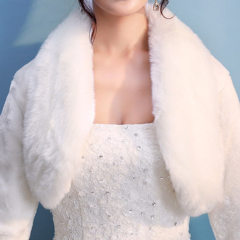 New Autumn And Winter Warm Fur Collar Cardigan Imitation Fur Dress Fur Shawl