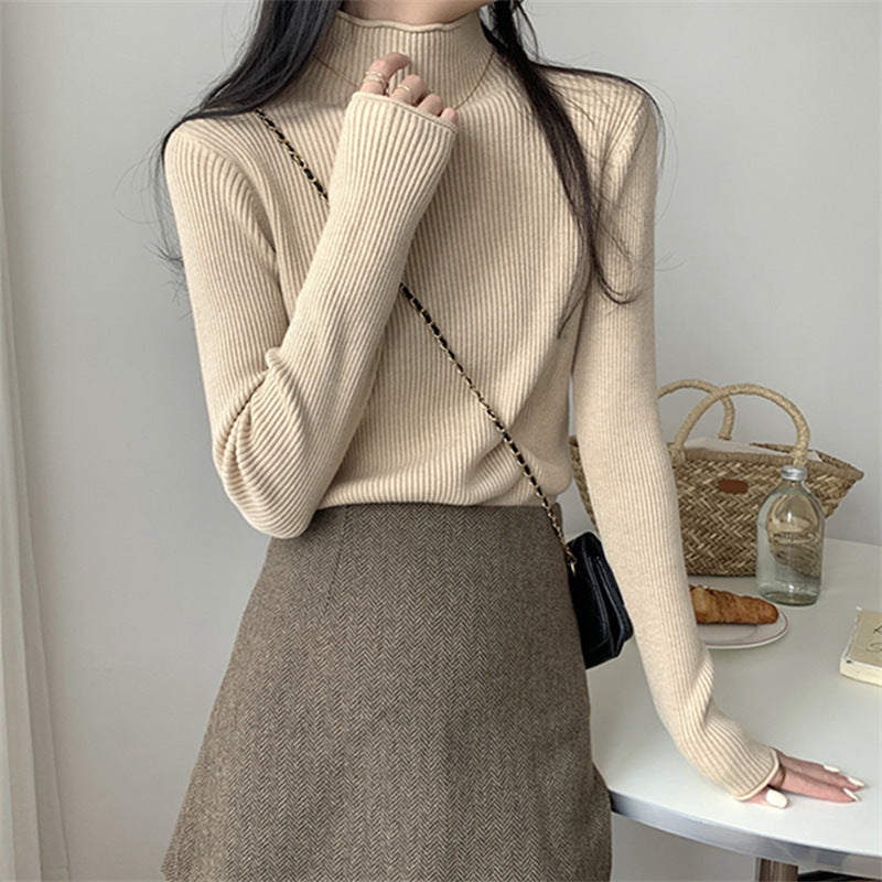 Half-high Collar Inner Match Women's Slimming And Warm Knitted Top
