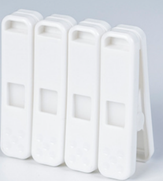 Strong windproof clothes clip-white-pp+pom-4 pcs-1 pack