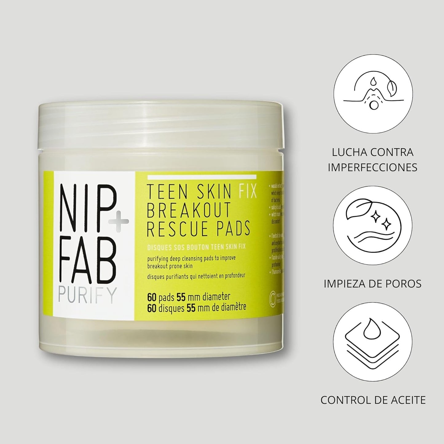 NIP + FAB Teen Piel Fix Breakout Rescate Almohadillas