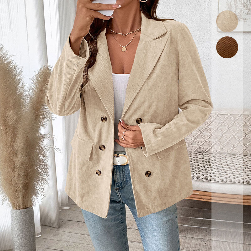 European And American Autumn And Winter Women's Solid Color Corduroy Suit Jacket Women