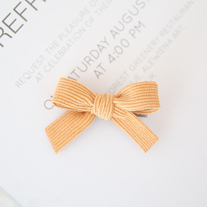 Baby Spring Autumn And Winter Corduroy Bow Hairpin 1pc