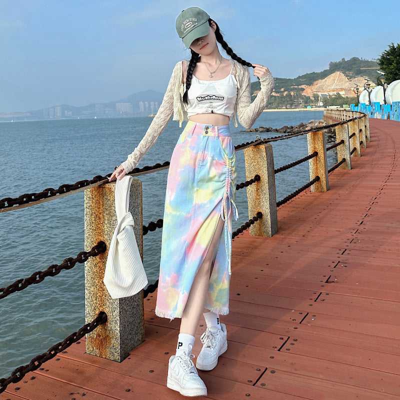 Women's Fashion Gradient Macaron Denim Skirt