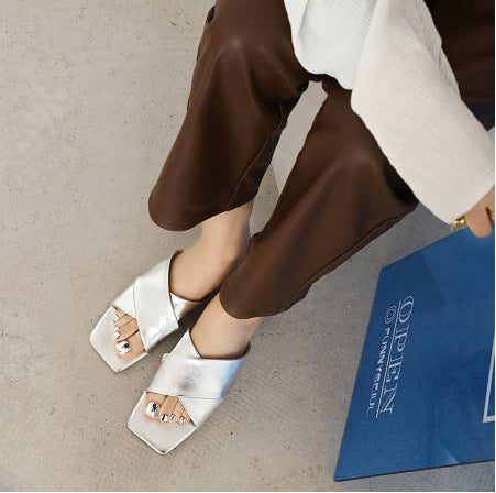 Sandals Simple Cross Flat Slippers Flat Heel Women's Shoes