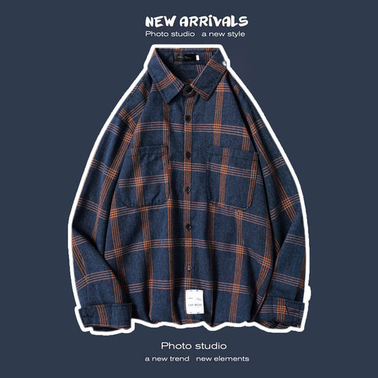 Loose Fashion Personality Men's Retro Plaid Coat