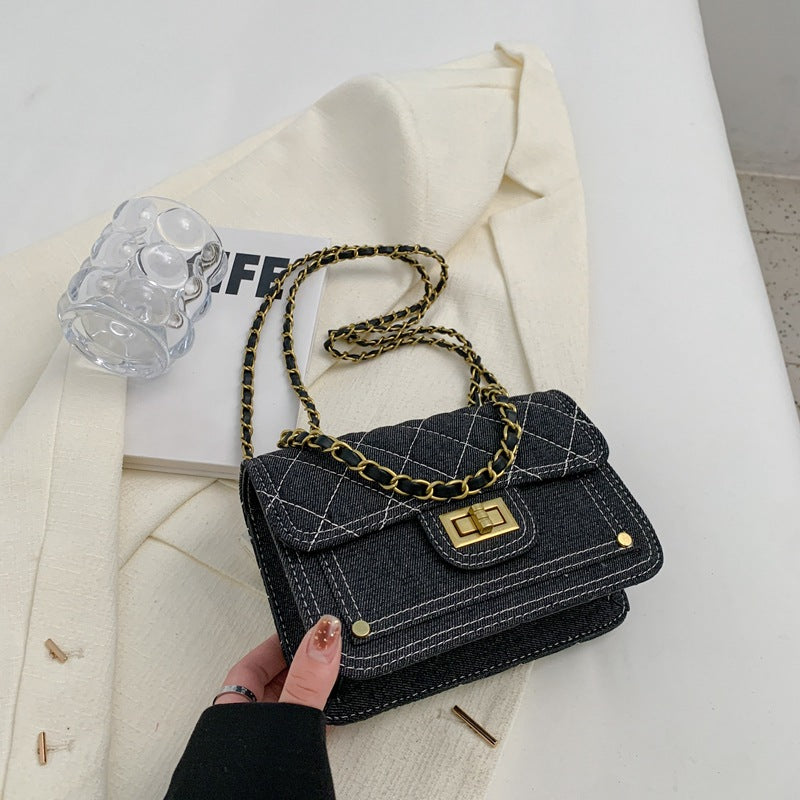 Casual Denim Shoulder Bag High-grade Lock Messenger Bag