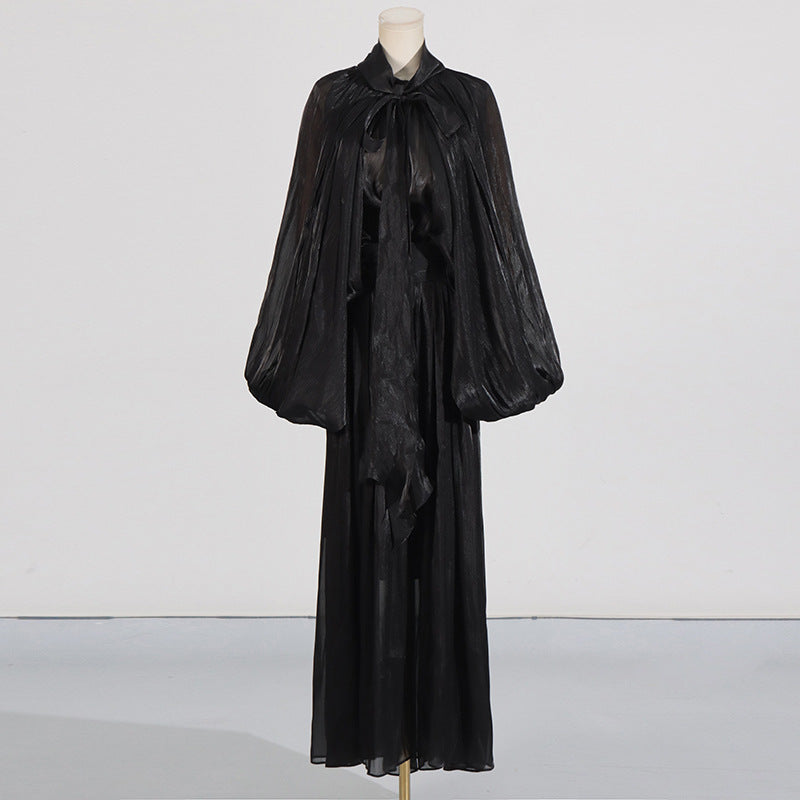 Designer Batwing Sleeve Lace-Up Dress For Women