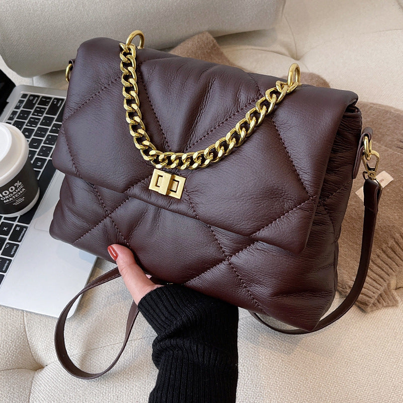 Diamond Crossbody Soft Leather Chain Large Bag