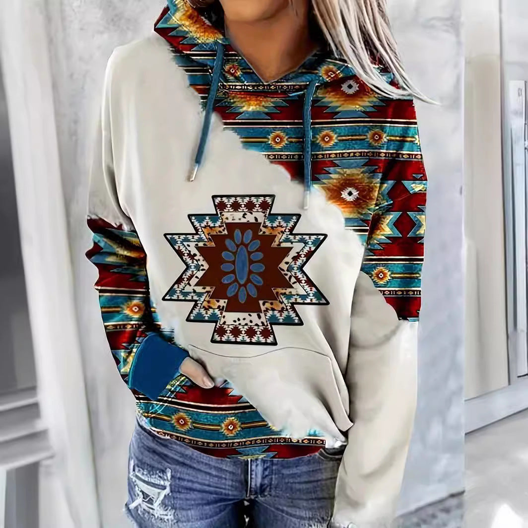 Women's Hoodie Fashionable Ethnic Style Casual Sports Hoodie