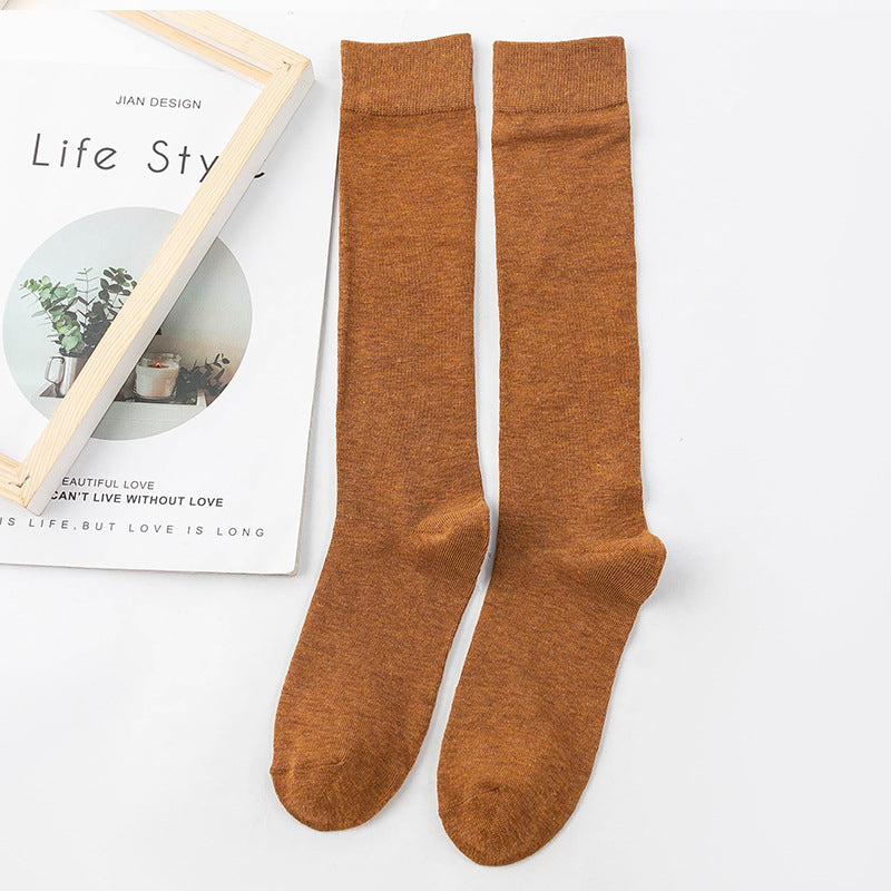 Ins Tide Autumn And Winter Solid Color Knee Socks Japanese Series