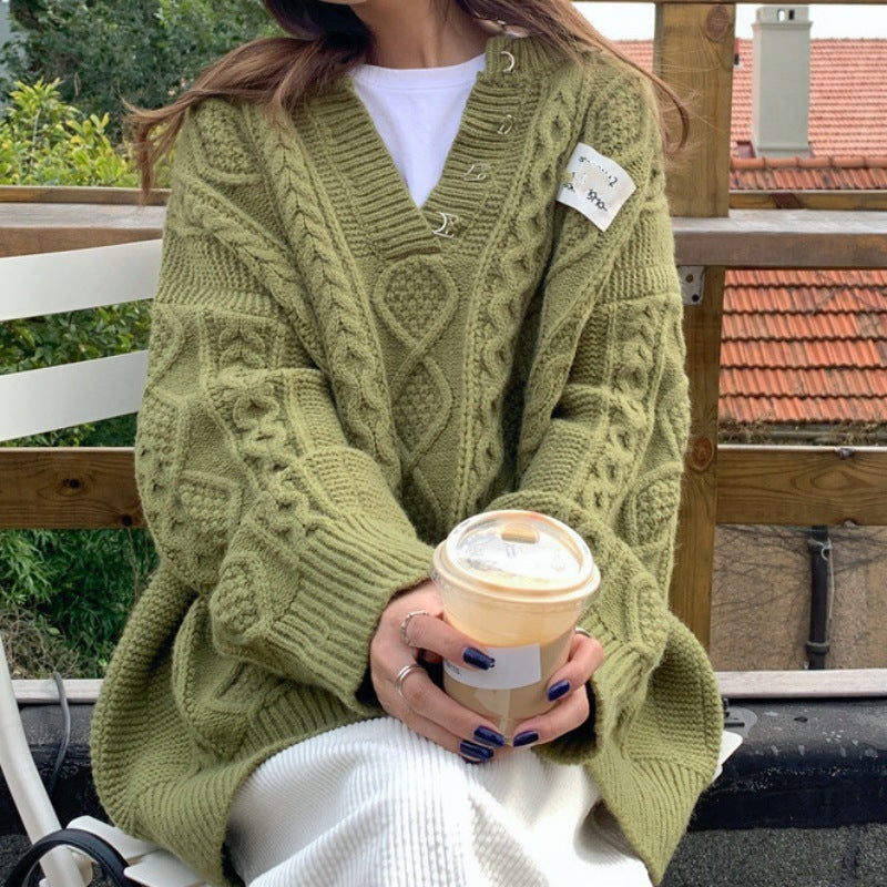 New Loose Pullover Lazy Comfortable Cable-knit Sweater