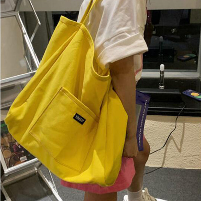 Large Capacity Solid Color One-shoulder Literary Diagonal Canvas Bag