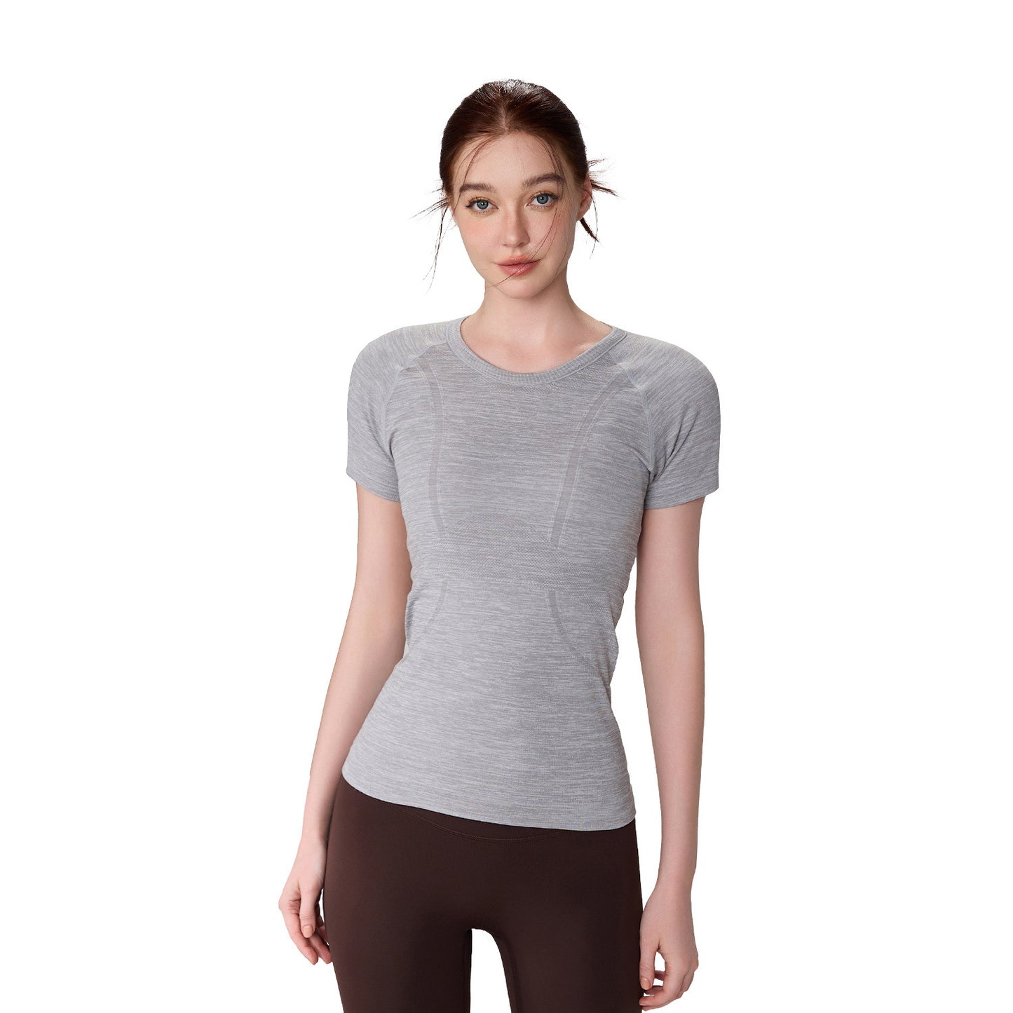Seamless Antibacterial Nude Feel Slim Fit Yoga Jacket Short Sleeve