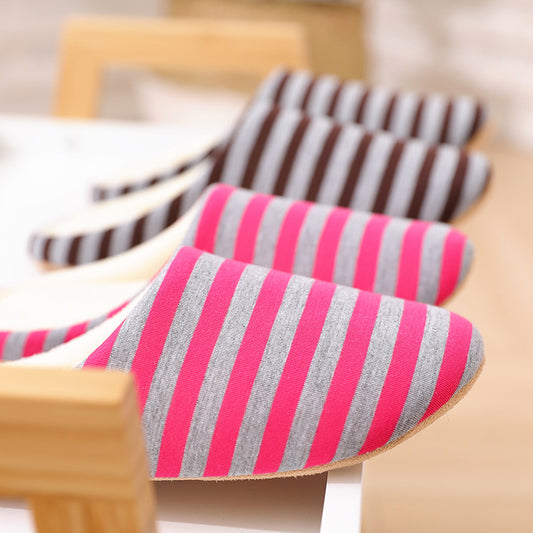 Japanese Striped Cotton Slippers Indoor Home Soft Sole