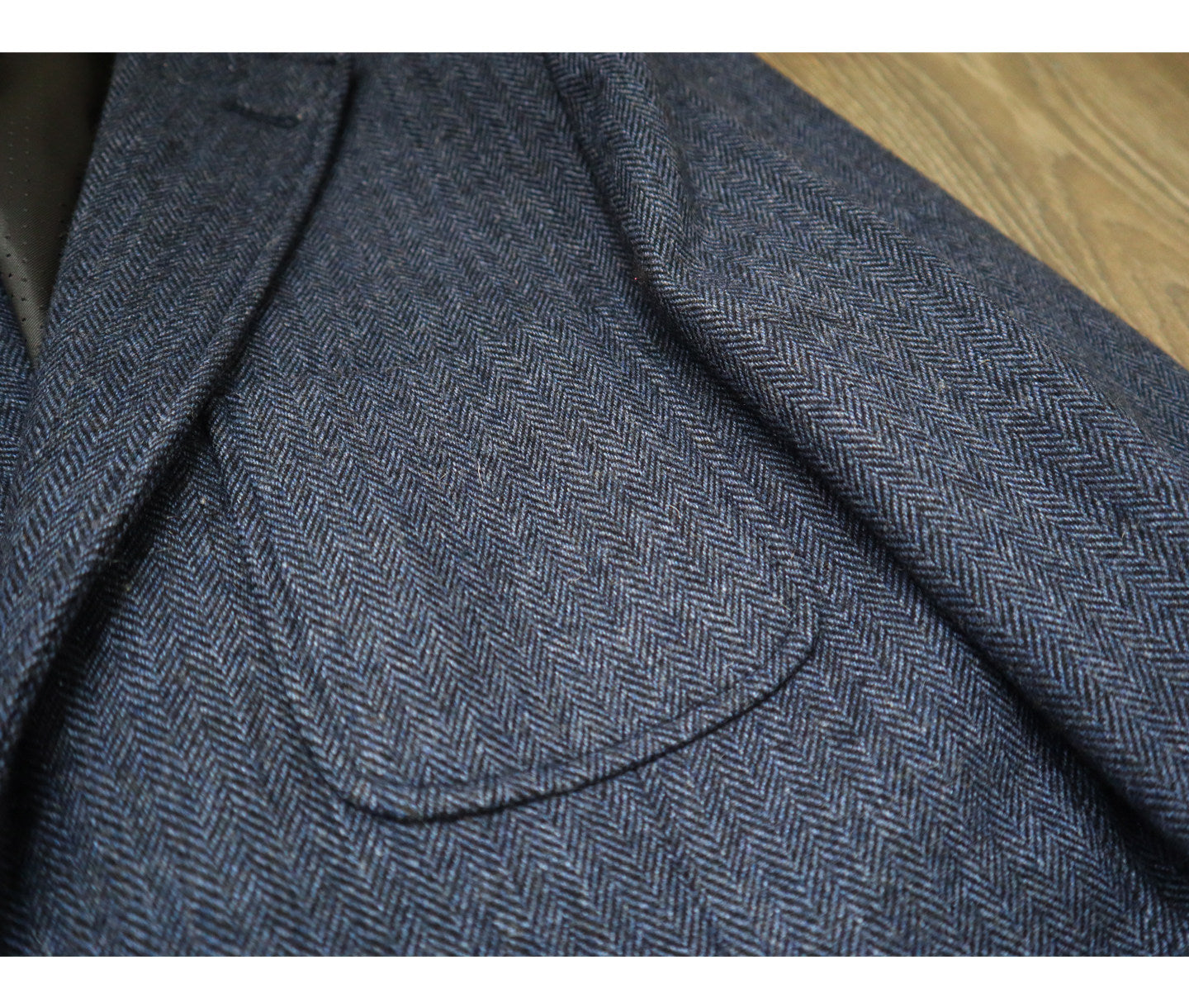 American-style Vintage Herringbone Tweed Heavyweight Wool Work Jacket With Mushroom Buttons
