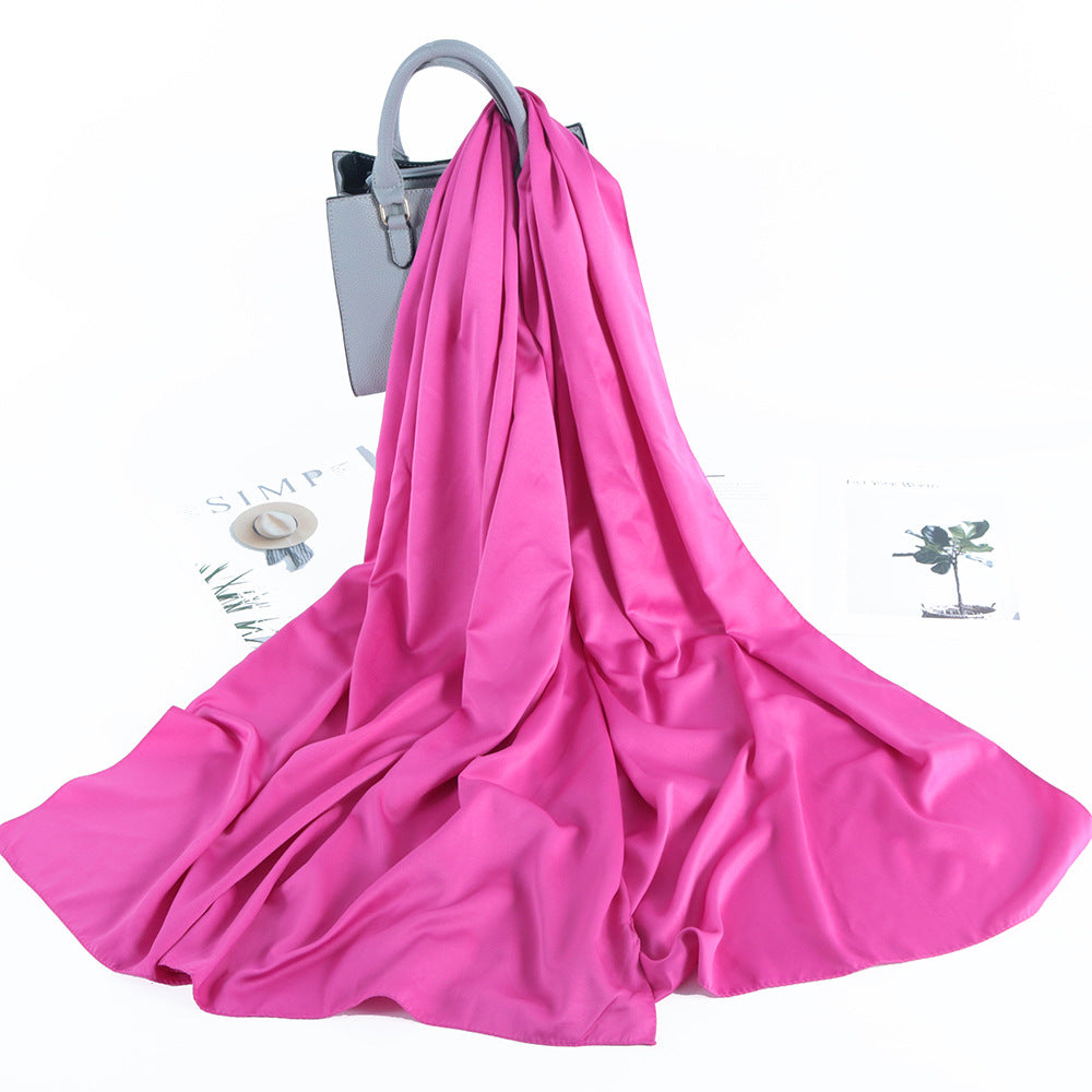 Solid Color Casual Malay Scarf Satin Shawl