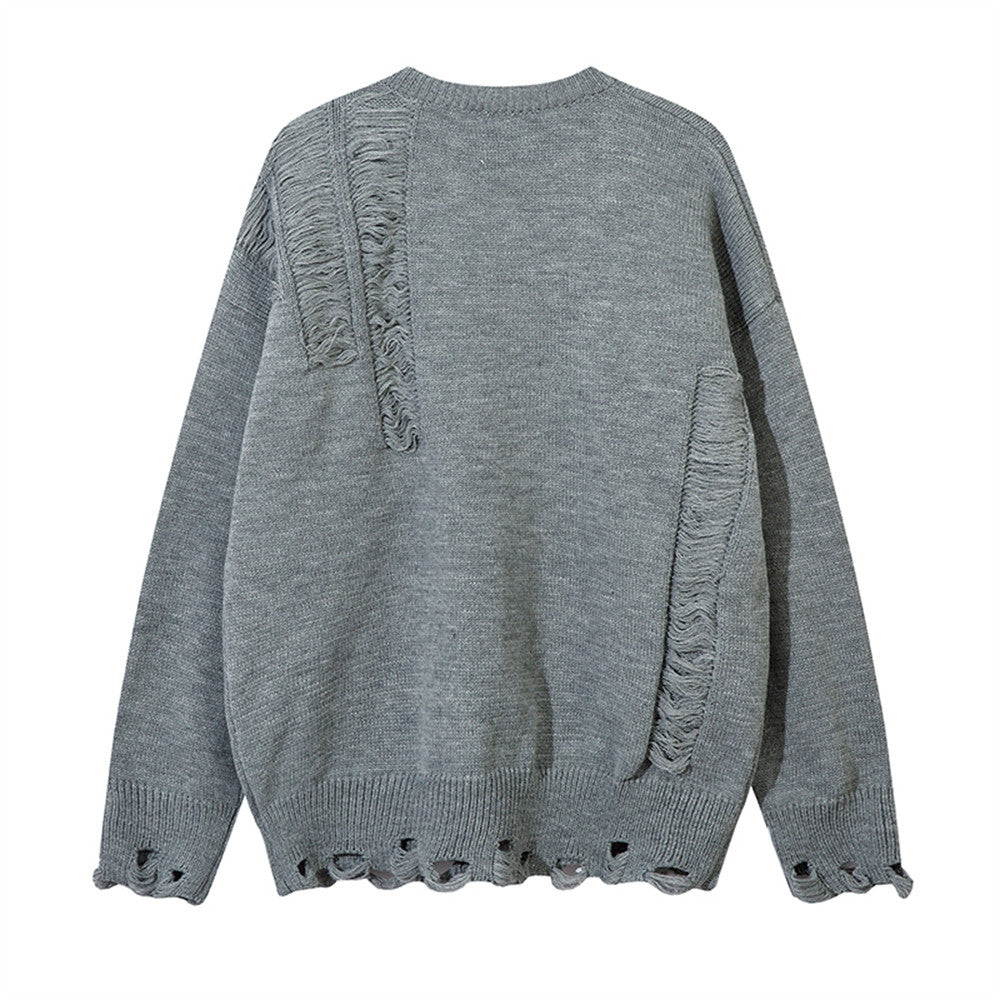 Necklace Sweater Men's Irregular Ripped Crocheted
