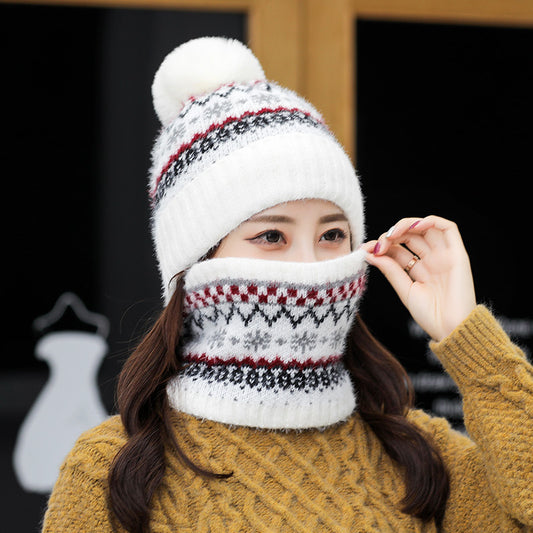 Ladies Outdoor Fleece Thickened Rabbit Fur Knitted Hat