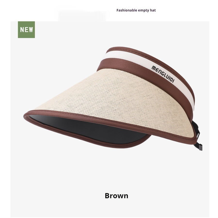 Sun Protection Hat Widened Large Brim Straw Woven Air Top Outdoor Face Covering Folding