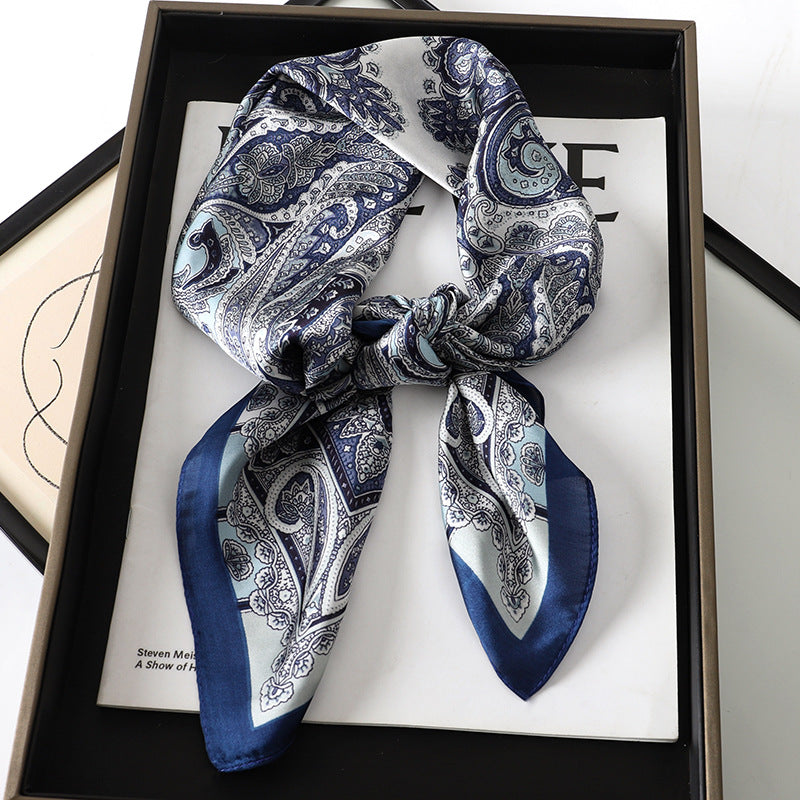 Artificial Silk Striped High-grade Korean Style Stylish Beach Arm Bag Silk Scarf