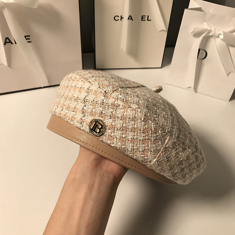 Women's British Vintage Houndstooth Beret