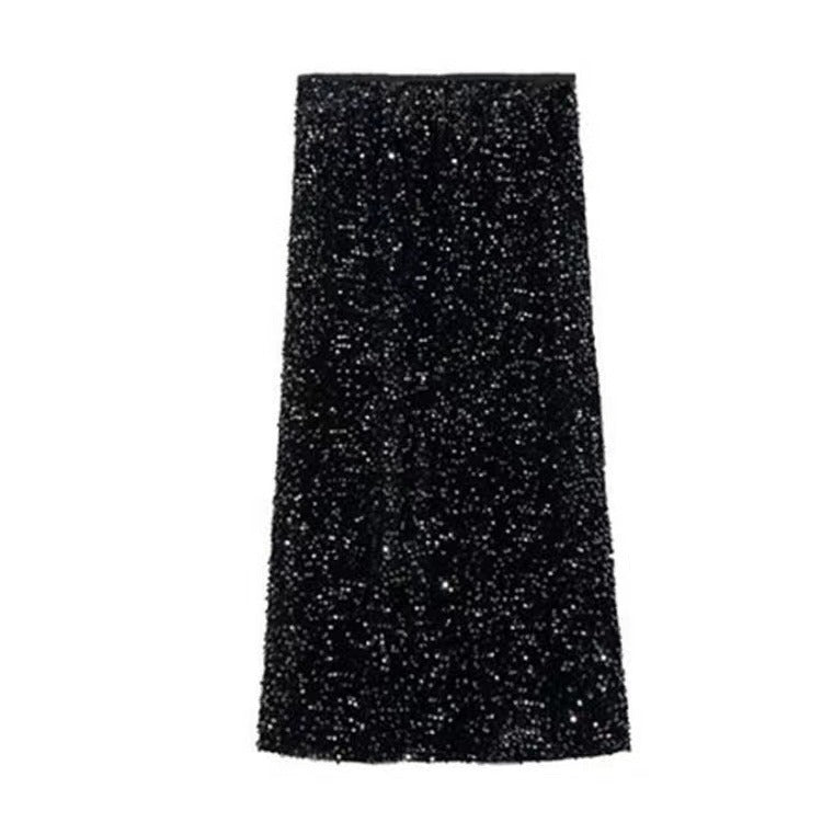 High Quality Velvet Sequined Atmosphere A- Shaped Skirt