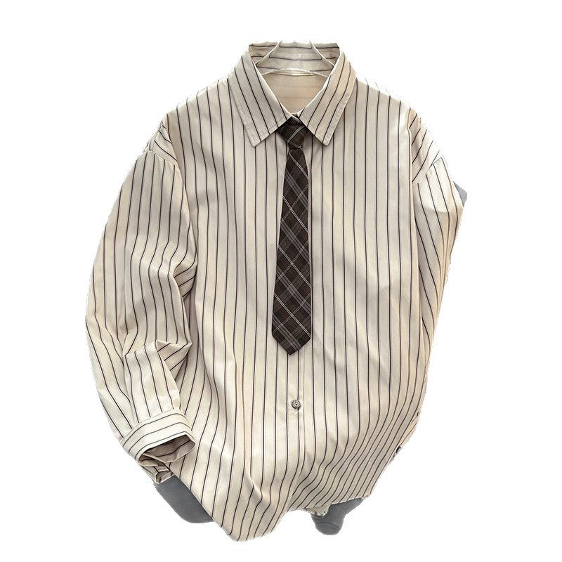 Men's Fashionable Loose-Fit Lapel-Style Striped Shirt