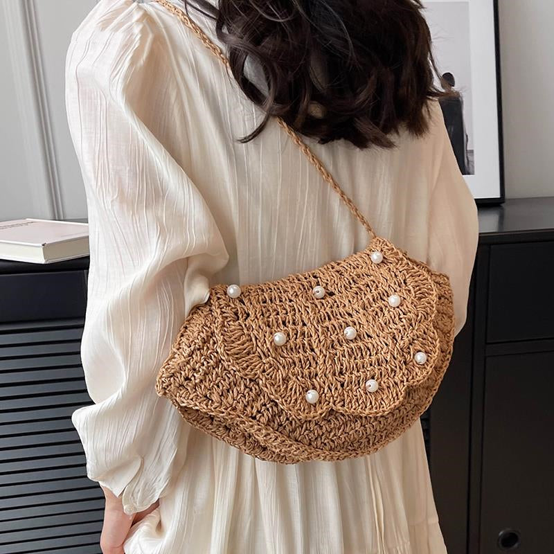 Women's Flower Shell Pearl Hand Satchel