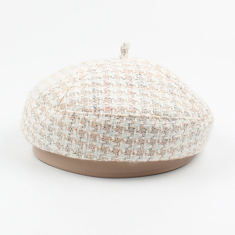 Winter Casual Small Fragrant Style Houndstooth Beret