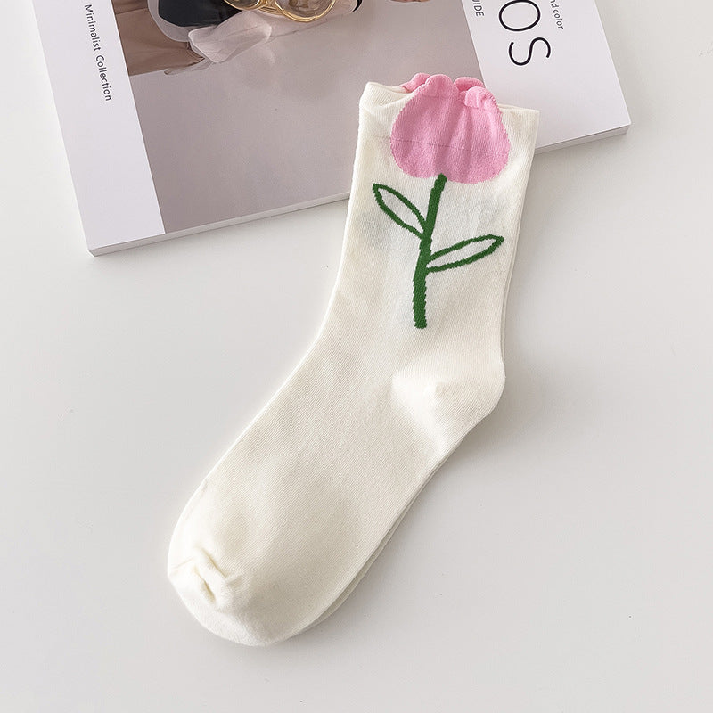 Dadongmen All-match Tulip Pile Socks Cute Stockings