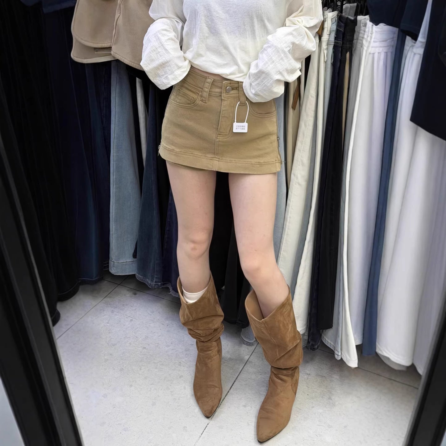 SpringSummer High Waisted Slimming Sheath Skort With Lining
