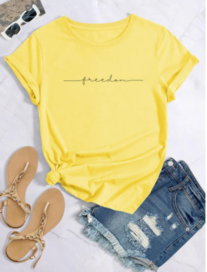 European And American Digital Printing Casual Round Neck T-shirt