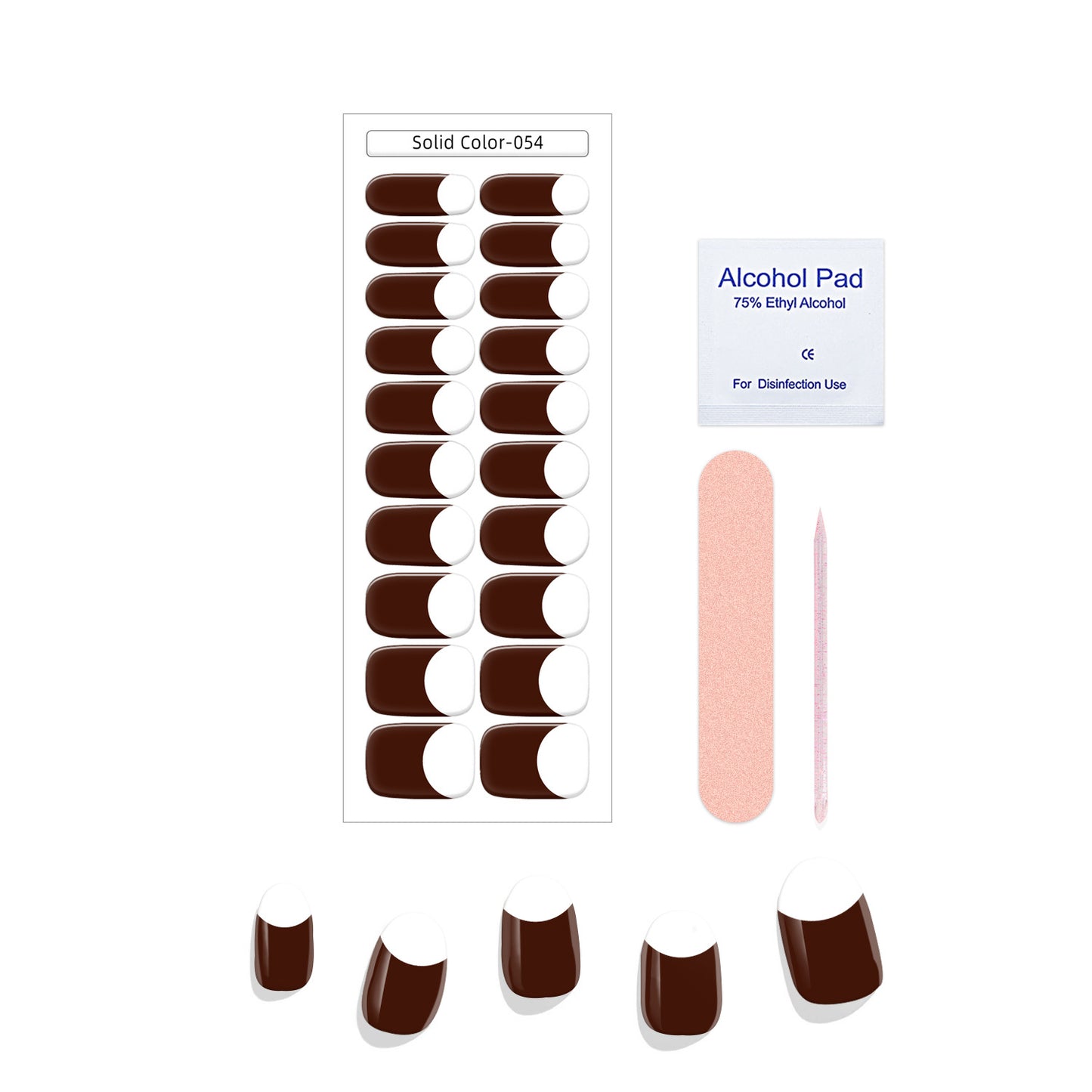 New French Solid Color Gel Waterproof Semi-baked Nail Stickers