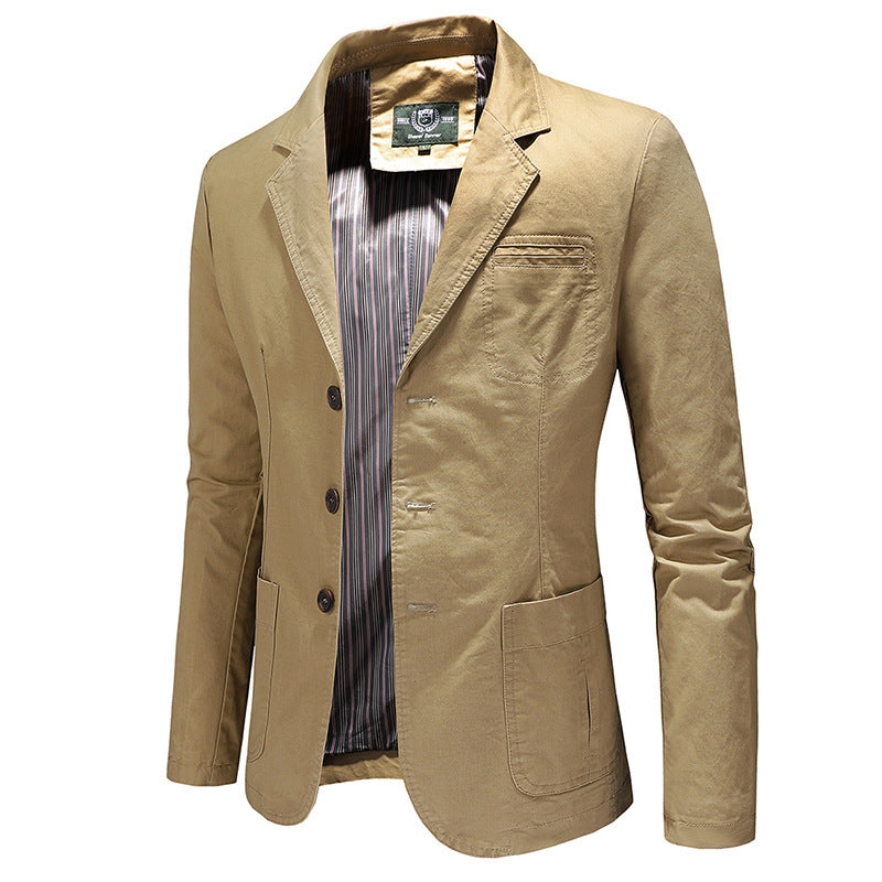 Men Single Breasted Solid Color Jacket
