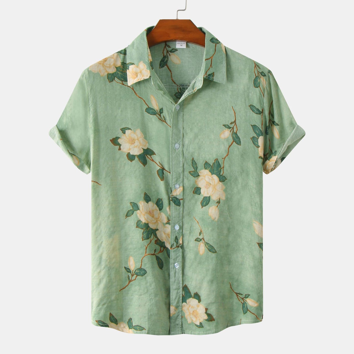 Men's Plus Size Summer Loose Short Sleeves Shirt Retro