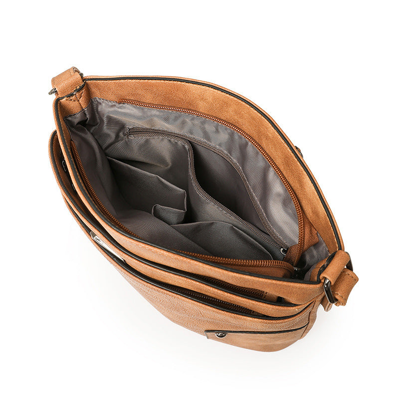 Retro Multi-layer PU Bag Women's Simple High-grade Crossbody