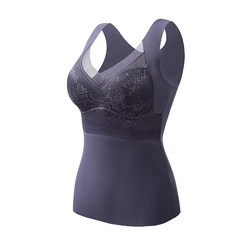 New Thermal Vest Female Heating Double-sided Brushed Plush Fixed Cup